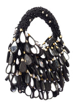 Black mirror work beaded ethnic clutch for women for wedding and party wear