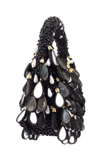 Black mirror work beaded ethnic clutch for women for wedding and party wear