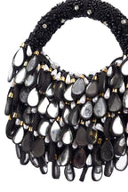 Black mirror work beaded ethnic clutch for women for wedding and party wear