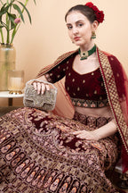 Silver hand-embellished mini clutch with diamond bead and crystal work with suede lining for party and wedding wear