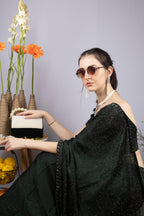 Black velvet clutch bag with pearl work and pearly handle with inner pocket for wedding and party wear