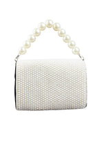 Black velvet clutch bag with pearl work and pearly handle with inner pocket for wedding and party wear
