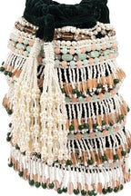 Bottle green handcrafted potli bag with beads stones and pearl work with drawstring closure for wedding and festive wear