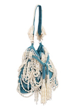 Teal Velvet Pearl Embellished Potli Bag