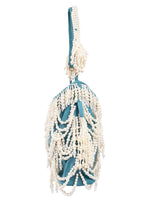 Teal Velvet Pearl Embellished Potli Bag