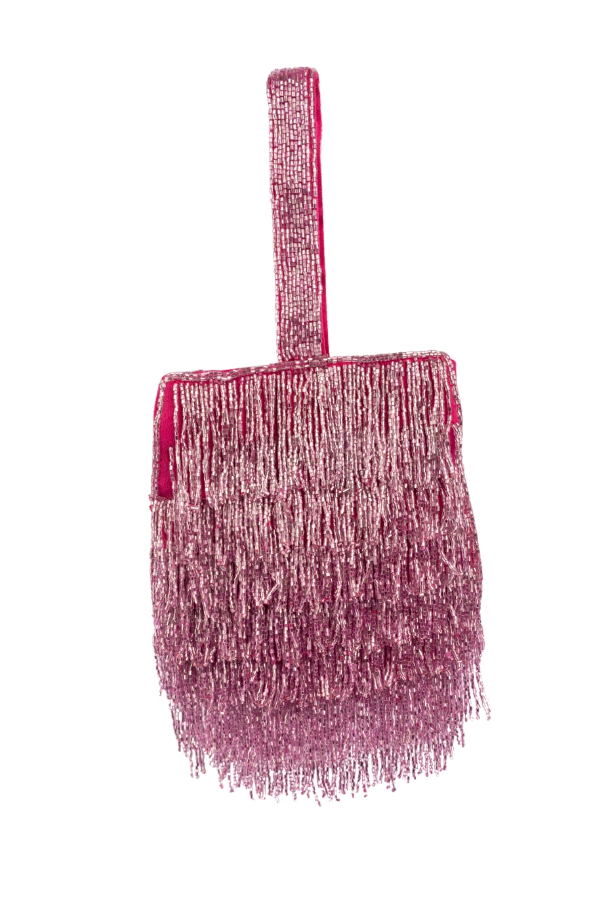 Eeth Pink Cut Dana Fringe Clutch Bag