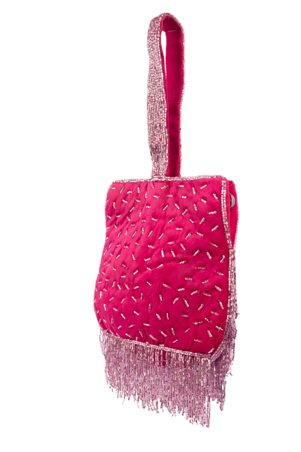 Eeth Pink Cut Dana Fringe Clutch Bag