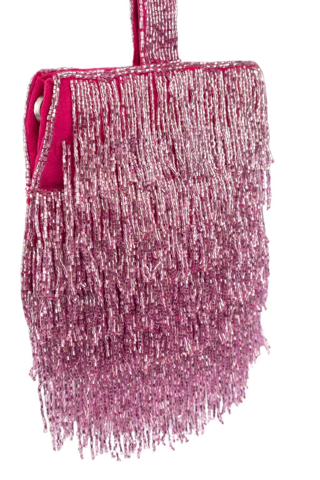 Eeth Pink Cut Dana Fringe Clutch Bag