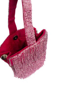 Eeth Pink Cut Dana Fringe Clutch Bag