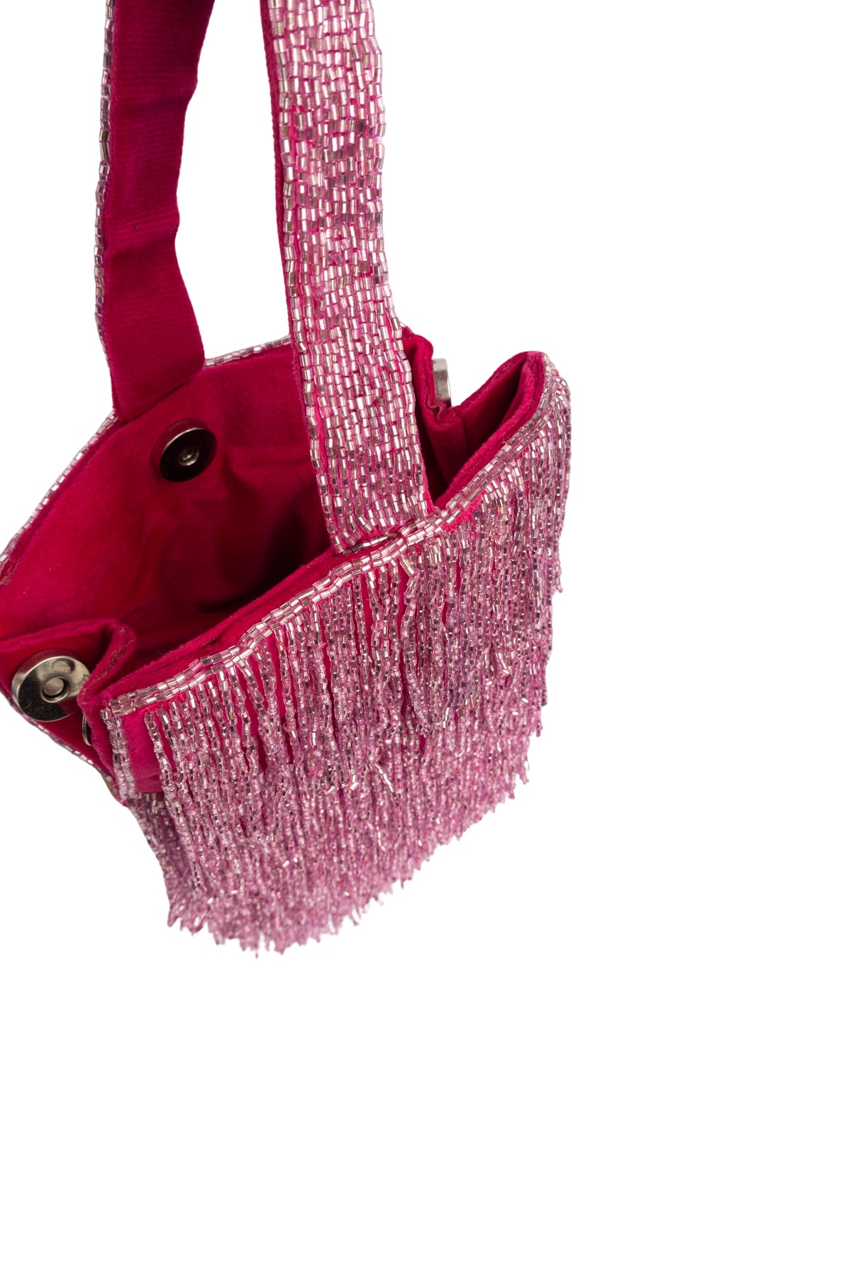 Eeth Pink Cut Dana Fringe Clutch Bag