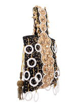 Black Gota Work Beaded Potli with Crystal & Stone Embellishment