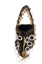 Black Gota Work Beaded Potli with Crystal & Stone Embellishment