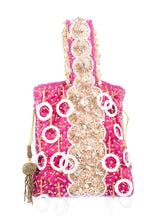 Rani Pink Gota Work Beaded Potli with Crystal & Stone Embellishment