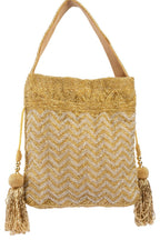 Gold and silver beaded potli bag with zig zag pattern tassel drawstrings velvet inner lining festive wedding ethnic accessory