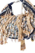 Black beaded floral mirror work clutch bag with handcrafted detailing and suede lining for wedding and festive wear