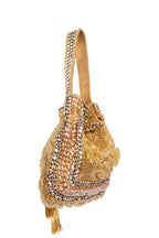 Gold handcrafted potli bag with beadwork and sequin embellishments for wedding and festive wear