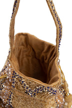 Gold handcrafted potli bag with beadwork and sequin embellishments for wedding and festive wear