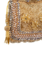 Gold handcrafted potli bag with beadwork and sequin embellishments for wedding and festive wear