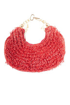 Red cut dana embellished clutch bag with handcrafted detailing for wedding, bridal and festive party wear