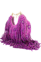 Purple pearl and diamond embellished designer clutch for wedding and party wear