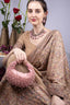 Blush pink pearl and bead embellished ethnic handle bag with suede lining for wedding and festive wear