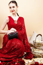 Black structured handbag with colorful drop embellishments shimmery polyester textured party and evening wear bag with top handle