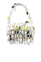 Emerald green handcrafted statement bag with mirror cutdana and sequin embellishments for wedding and festive wear