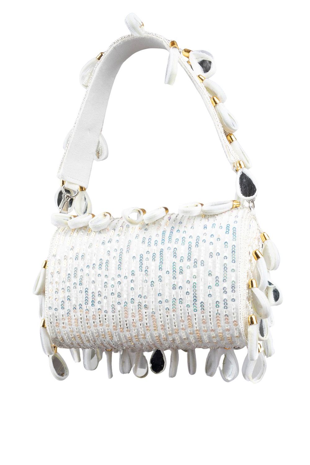 Emerald green handcrafted statement bag with mirror cutdana and sequin embellishments for wedding and festive wear