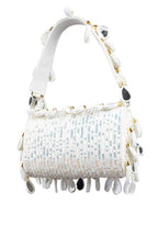 Emerald green handcrafted statement bag with mirror cutdana and sequin embellishments for wedding and festive wear
