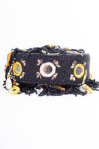 Eeth Black Mirror Clutch Bag with Beads and Pearl Work