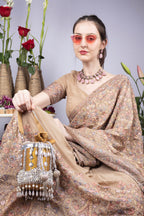 Mustard Raw Silk Cutdana & Pearl Embellished Potli Bag