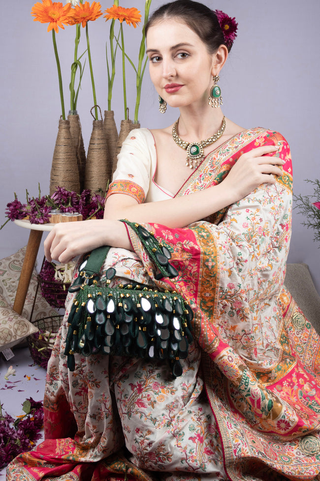 Eeth Green Emerald Mirror & Sequin Handcrafted Party Bag Main Image
