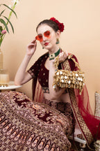 Eeth Gold Emerald Mirror & Sequin Handcrafted Party Bag