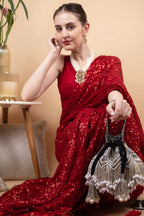 Black Velvet Cutdana & Pearl Embellished Potli Bag