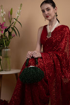Eeth Emerald Green Hand-Beaded Batua