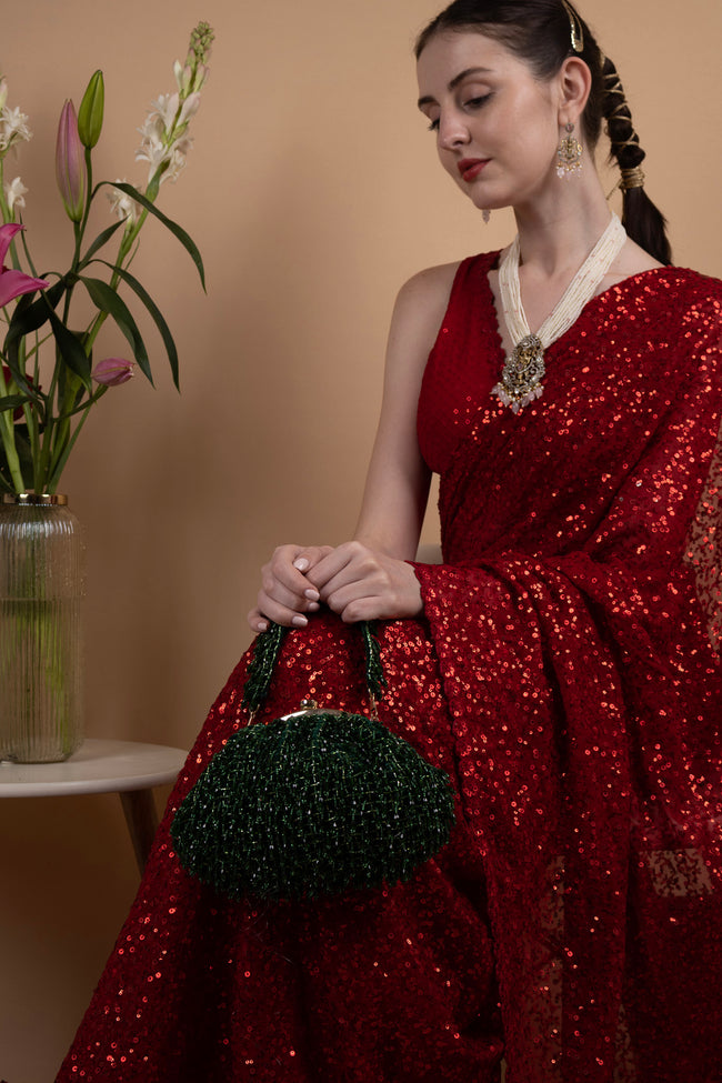 Eeth Emerald Green Hand-Beaded Batua Hover Image