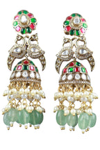 Three-Tier Navratna Jhumka Earrings Grand Bridal Jewellery