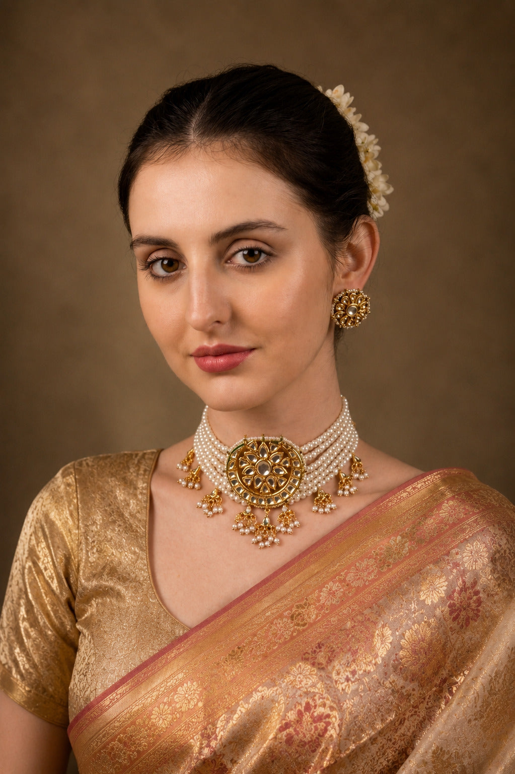 Kundan Floral Choker Necklace Set