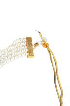 Pearl Choker Necklace with Red and Ivory Stones Statement Jewellery