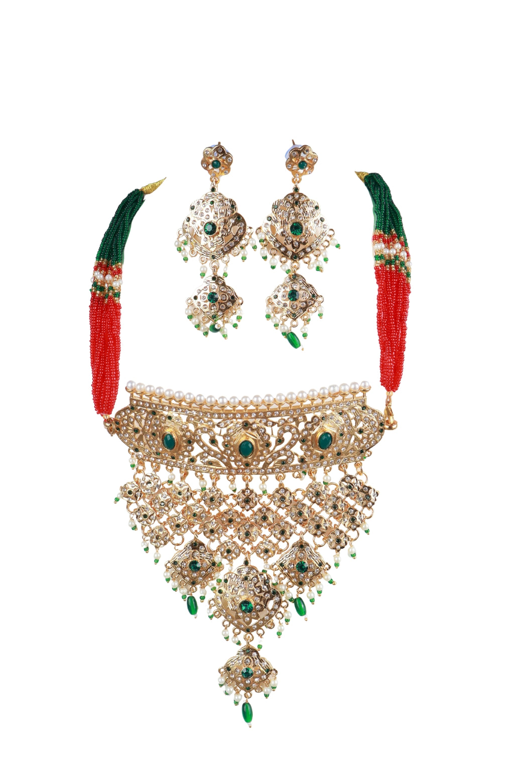 Green Kundan Choker Necklace Set
