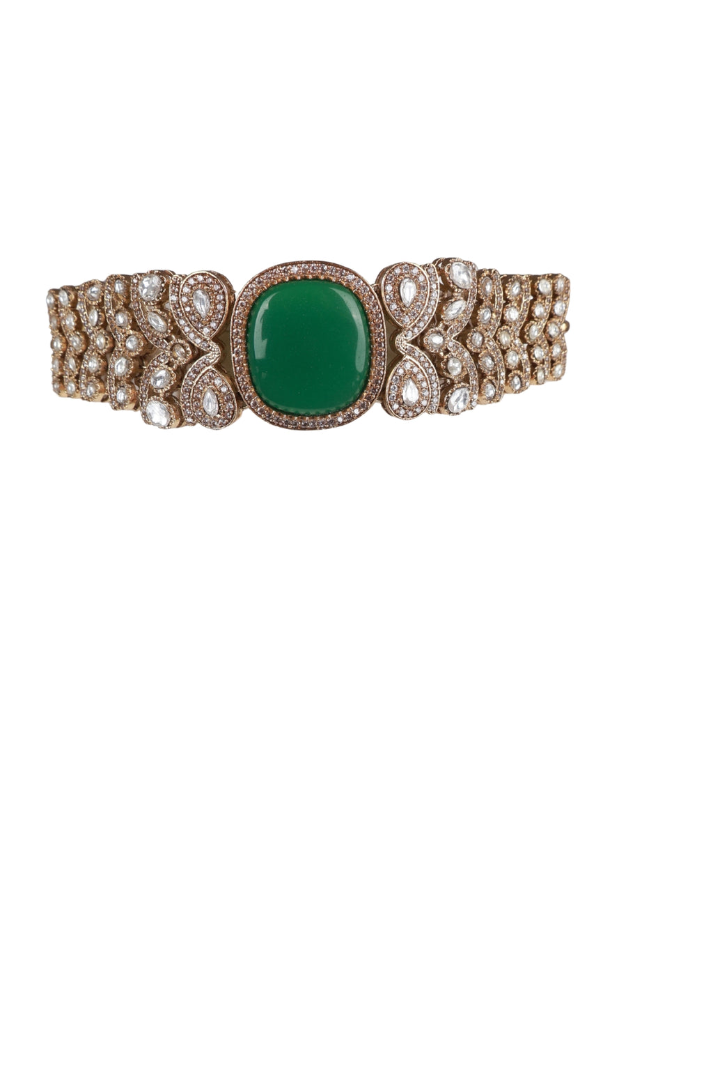 Exquisite Green Stone Kundan Choker Set