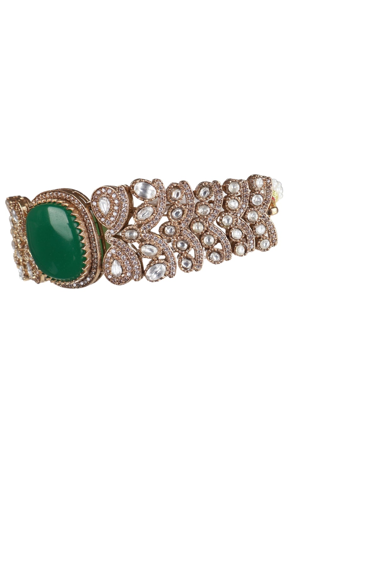 Exquisite Green Stone Kundan Choker Set