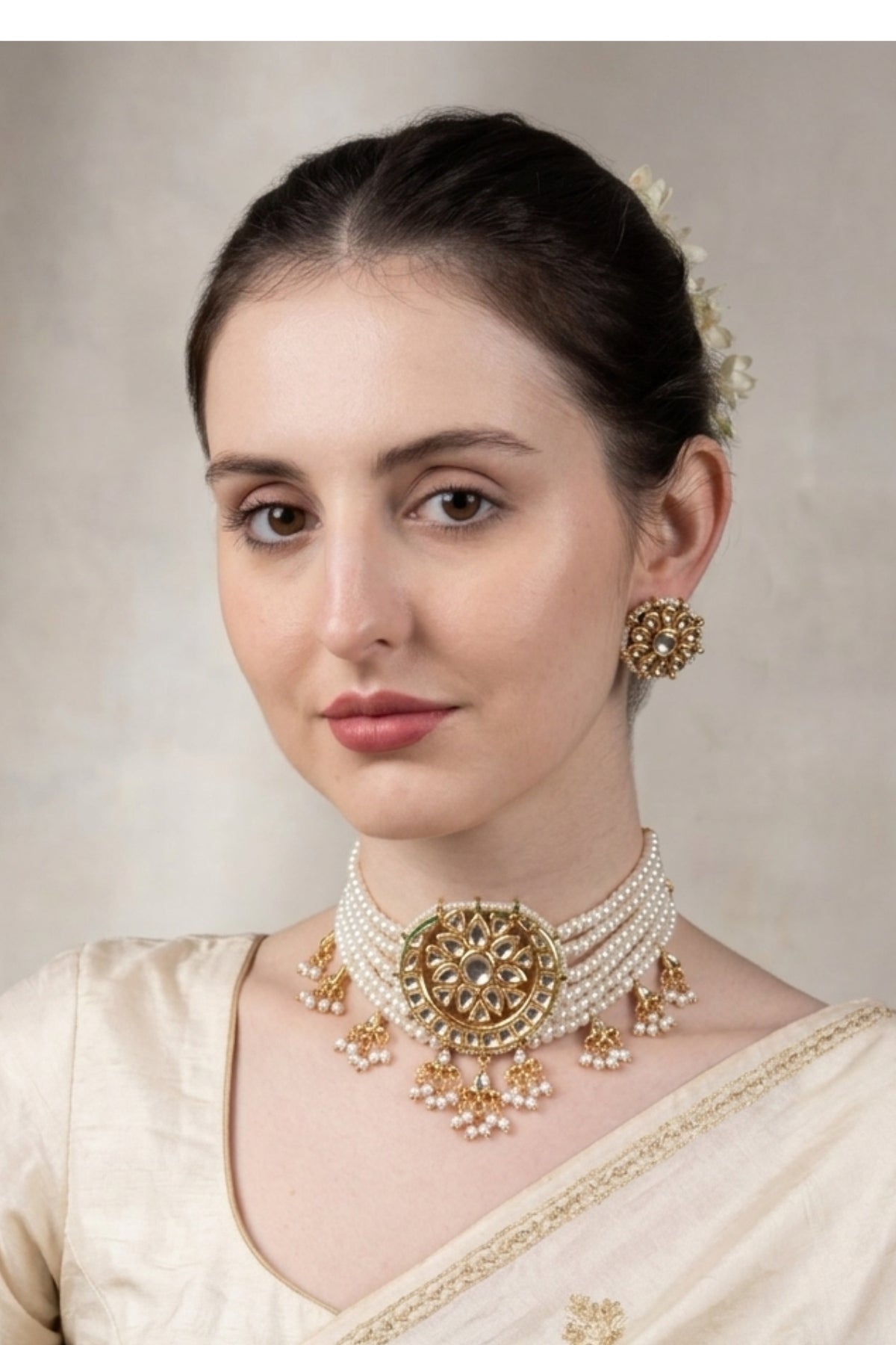 Kundan Floral Choker Necklace Set