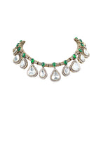 Green Stone Kundan Drop Necklace Set
