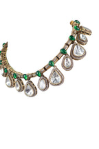 Green Stone Kundan Drop Necklace Set