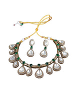 Green Stone Kundan Drop Necklace Set