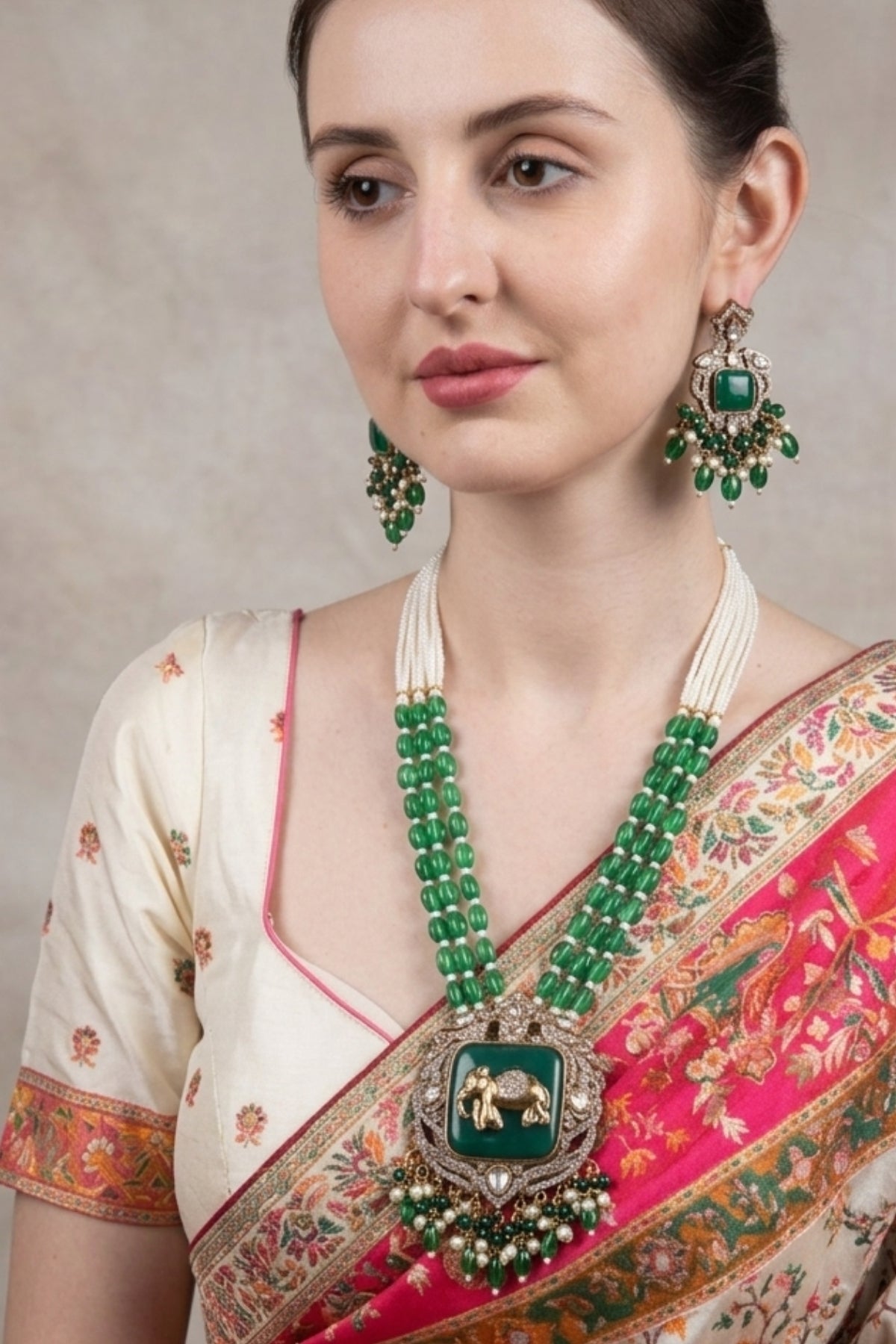Long Layered Kundan Statement Necklace Set