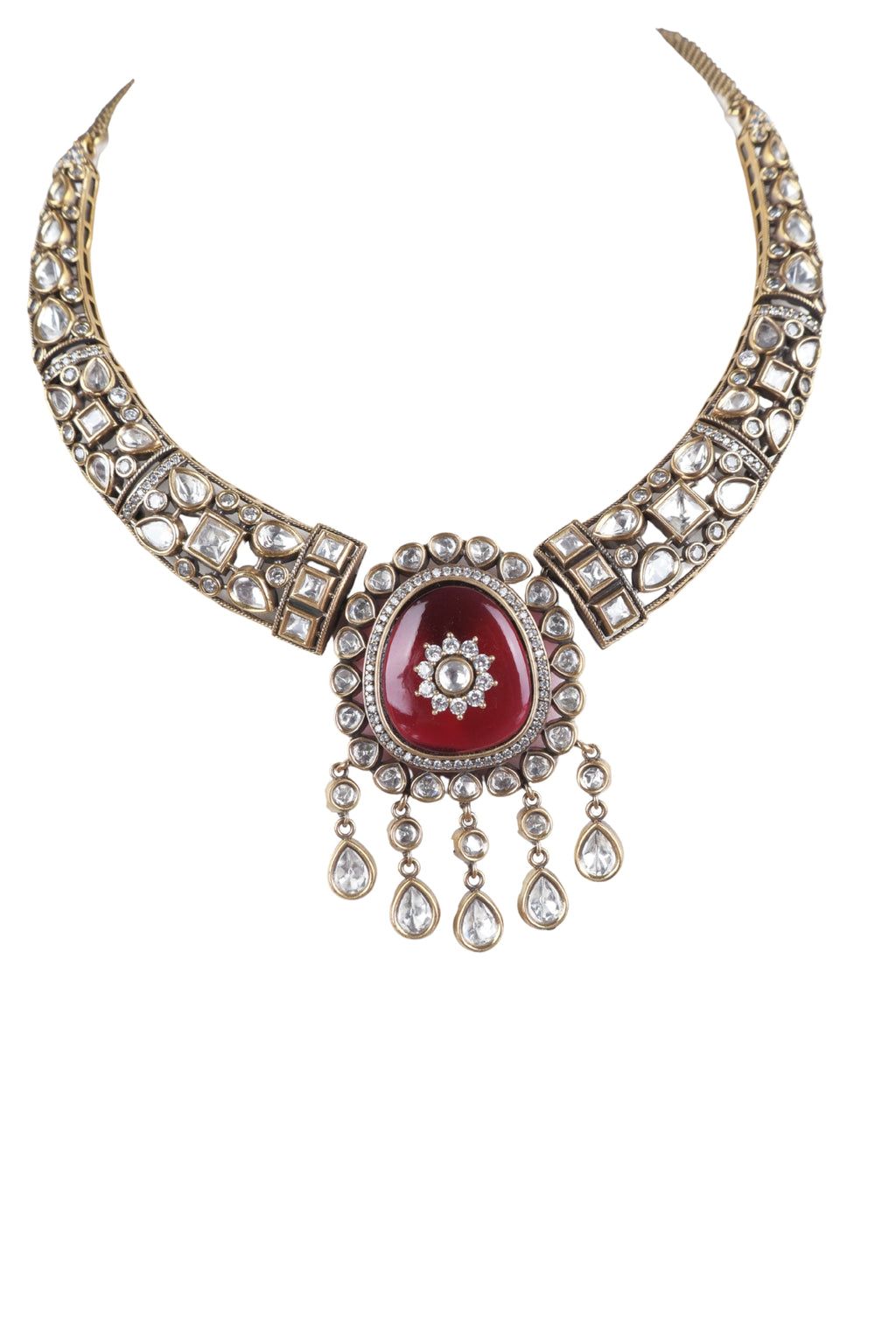Premium Kundan Choker Necklace Set with Earrings