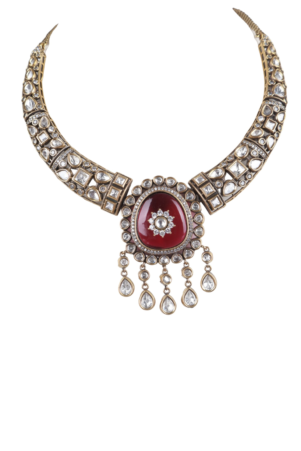 Premium Kundan Choker Necklace Set with Earrings