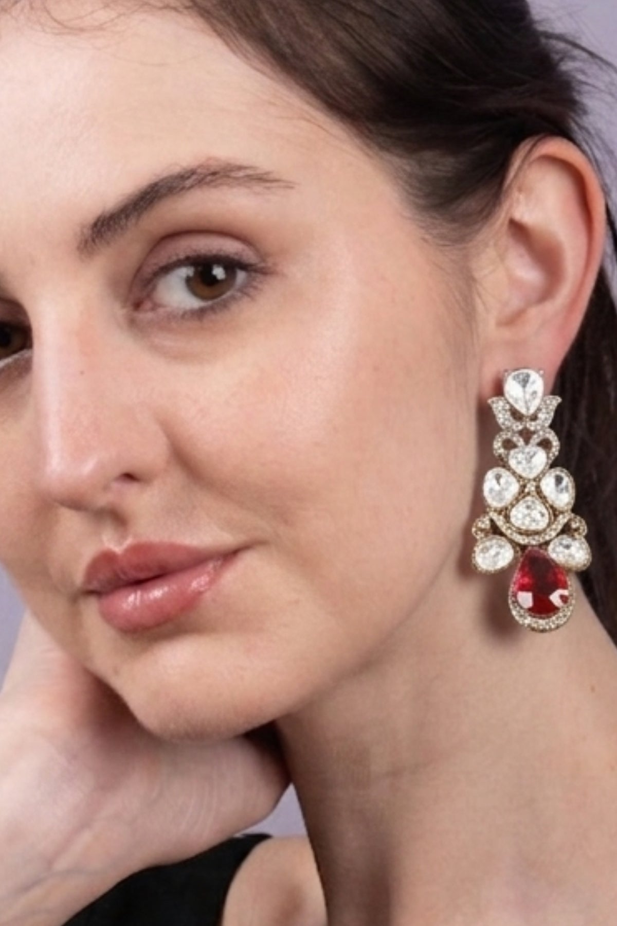 Emerald Red Crystal Statement Earrings